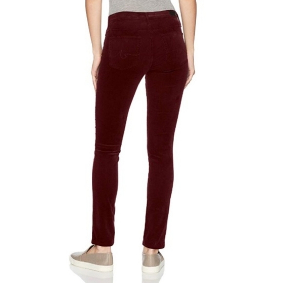Ag Adriano Goldschmoed The Stilt Cigarette Leg Burgundy Corduroy Pants Size 29R - Picture 2 of 9